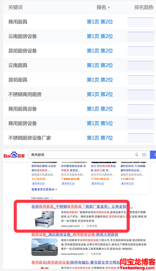 商用厨具做富海的seo推广多词排名全国首页